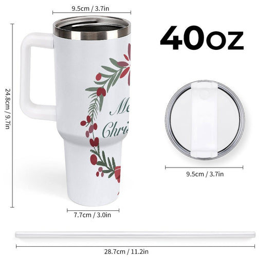 PHDT00328 POD US Local Tumbler 40 oz Large Capacity Car Cup Christmas Wreath