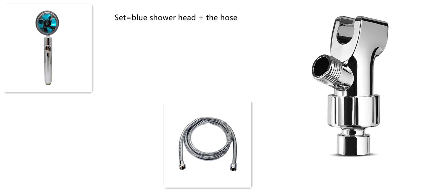 US Local Shower Head Water Saving Flow 360 Degrees Rotating With Small Fan ABS Rain High Pressure Spray Nozzle Bathroom Accessories