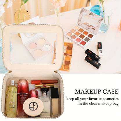 US Local Clear Makeup Bag For Traveling - Transparent Cosmetic Case Clear Toiletry Bag Organizer For Women -Black