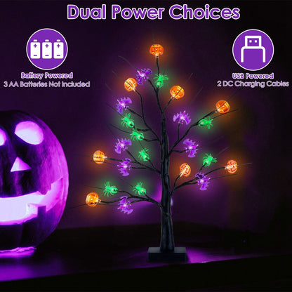 US Local 2Pack 1.97FT Lighted Halloween Trees Halloween Indoor Decorations Black Halloween Tree Lights With Timer Adjustable Twigs For Tabletop Party