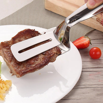 Stainless Steel BBQ Tongs & Spatula ¨C Multi-Purpose Grilling Tool for Steak, Fish, Bread & Kitchen Cooking