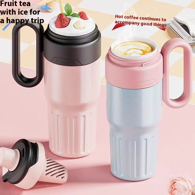 USA Local 780ml Gradient Double Drink Thermal Cup Stainless Steel With Lid Coffee Cup Thermos Large Capacity Straw Cup For Male And Female