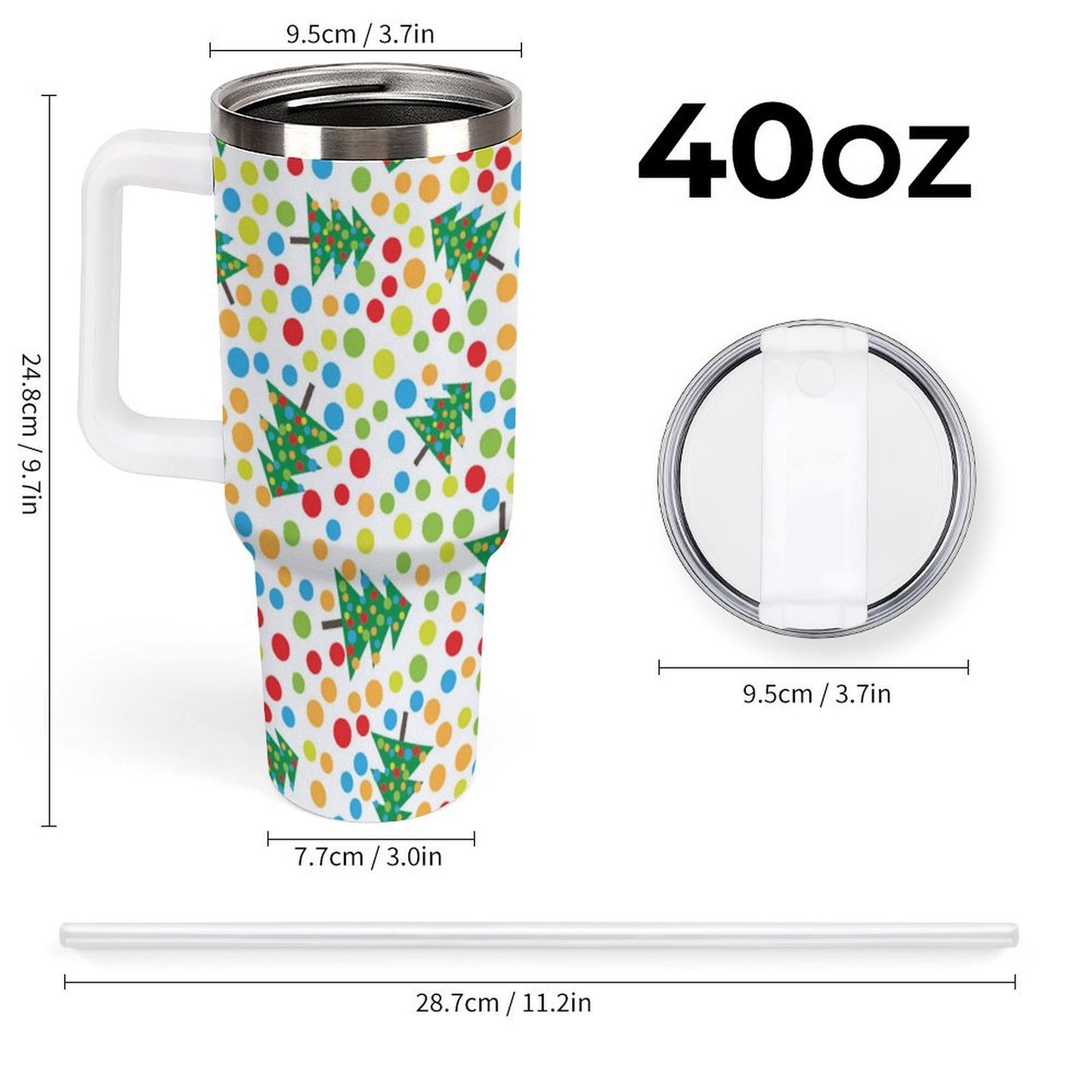 PHDT00337 POD US Local Tumbler 40 oz Large Capacity Car Cup Christmas, Polka Dots