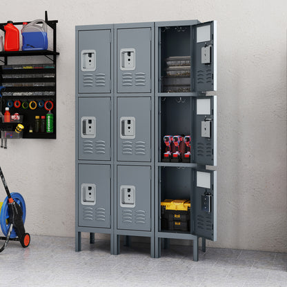 US Local Metal Lockers For Employees With 3 Door Storage Locker For Employees Gym School Home Office Garage - Assembly Required Gray