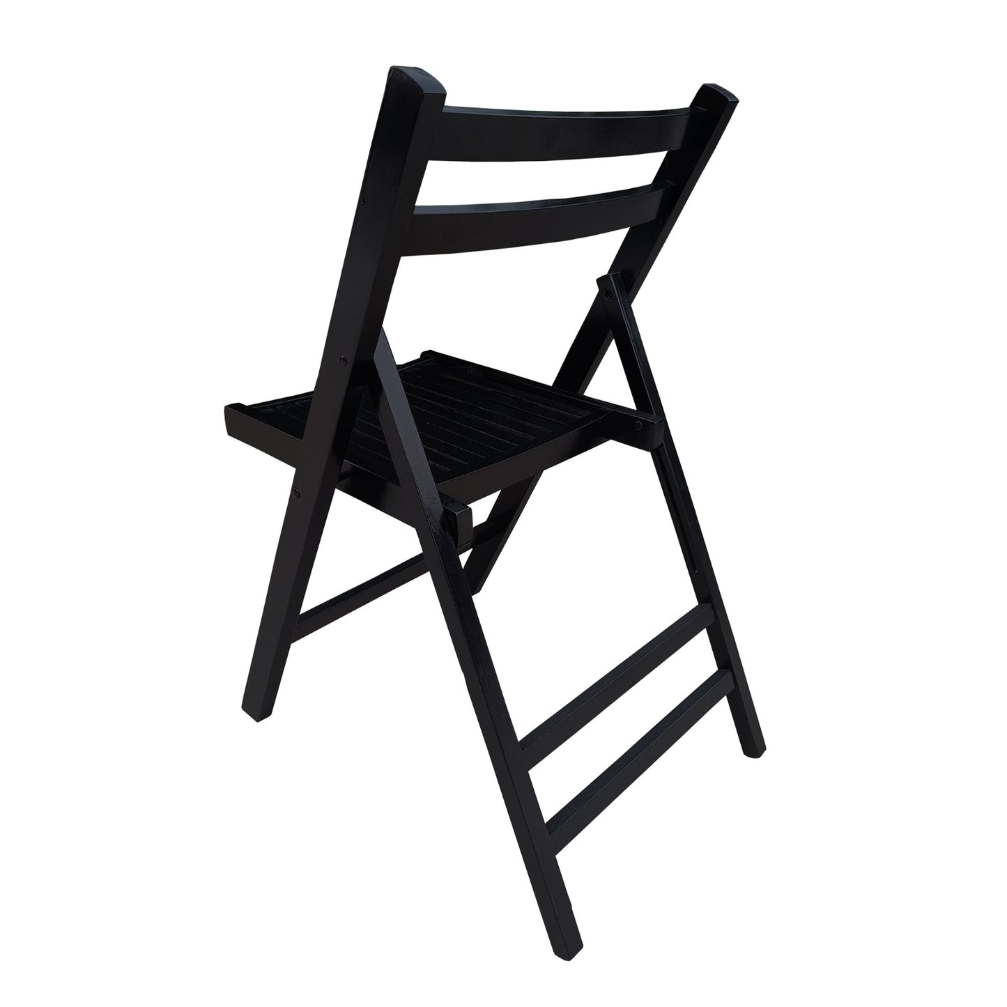 US Local Black Slatted Wood Folding Chair, Set Of 4 - Foldable Event Style