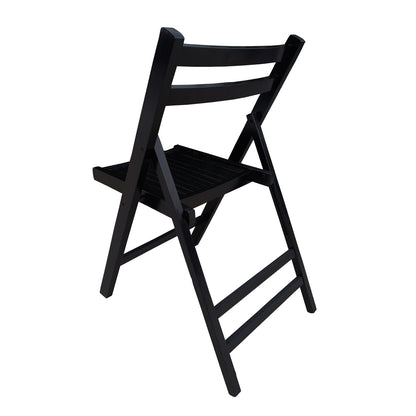 US Local Black Slatted Wood Folding Chair, Set Of 4 - Foldable Event Style