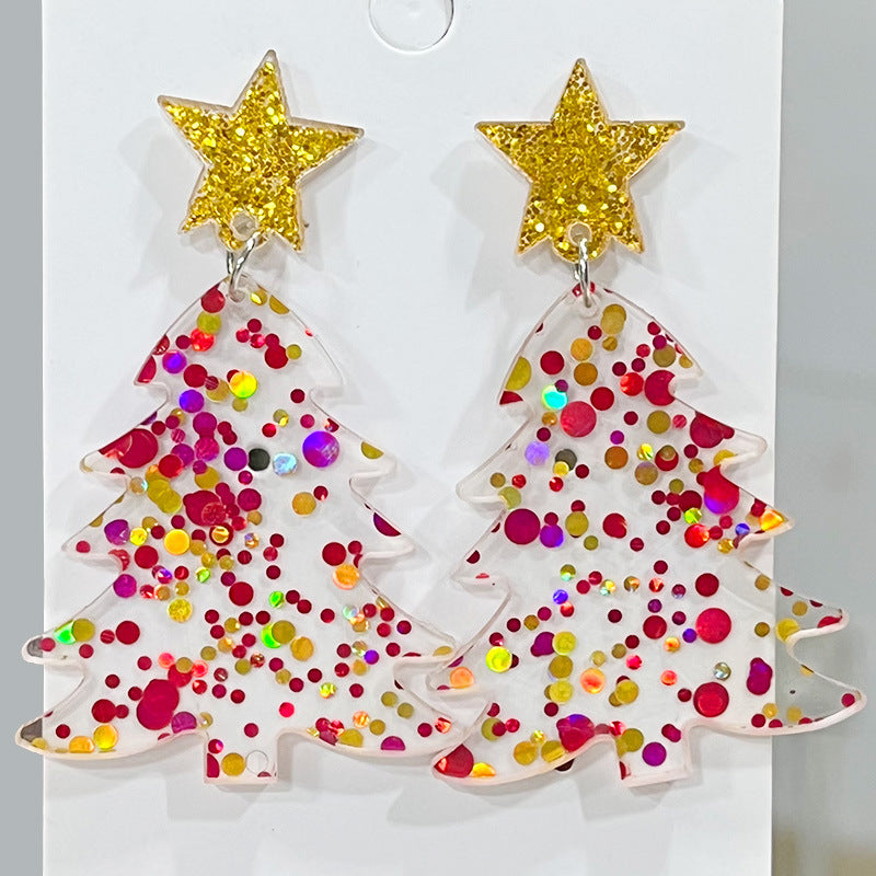 Christmas Atmosphere Earrings Sequins Colorful