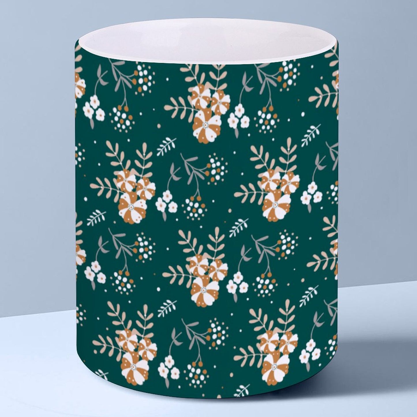 POD US Local White mug with full print, Christmas, Flowers, Green 0096