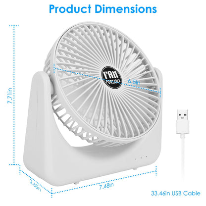 US Local 6.5in Desk Fan USB Powered 2 Speeds Table Cooling Fan Tilt Quiet Desktop Fan For Bedroom Office