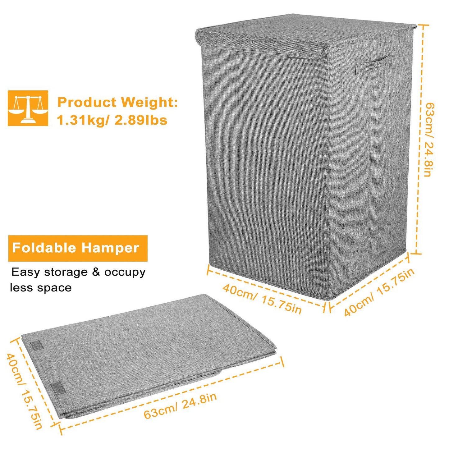 US Local 1Pc Foldable Laundry Hampers Washing Clothes Laundry Basket With Lid Handles Storage Organizer