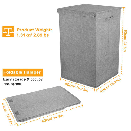 US Local 1Pc Foldable Laundry Hampers Washing Clothes Laundry Basket With Lid Handles Storage Organizer