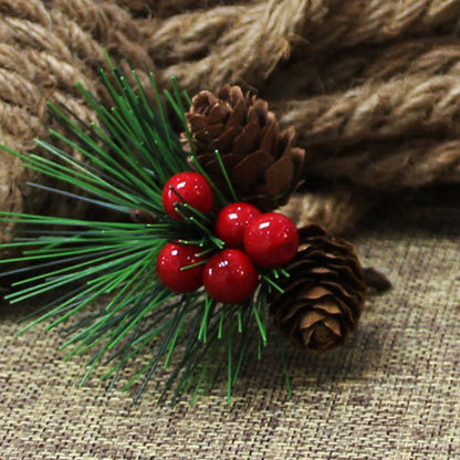 US Local 10 Pcs Christmas Artificial Pine Picks Christmas Simulation Pine Needle Fake Mini Berries Pinecones For DIY Garland Flower Arrangements Holiday Wreaths Wedding Garden Xmas Tree Decorations