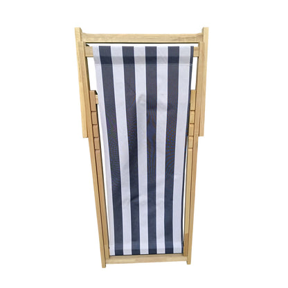 US Local Populus Wood Sling Chair Blue Stripe Broad Blue Stripe Dark Blue Folding Chaise Lounge Chair