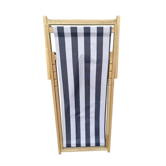 US Local Populus Wood Sling Chair Blue Stripe Broad Blue Stripe Dark Blue Folding Chaise Lounge Chair