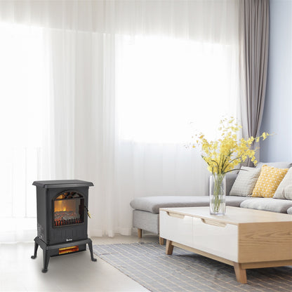 US Local 1500w Vertical Fireplace Machinery Fake Firewood Single Color 2 Quartz Tubes Black