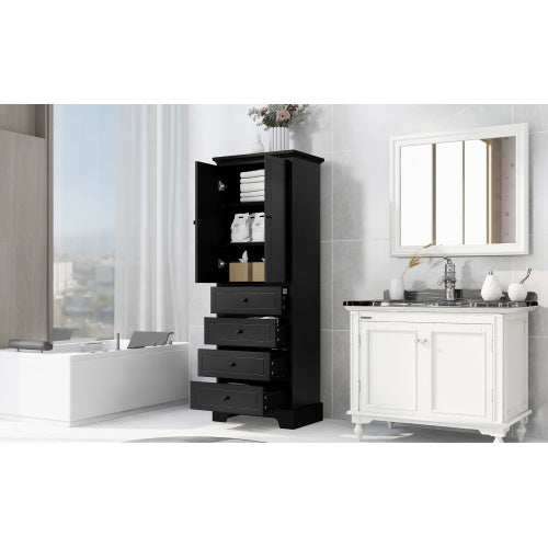 US Local Cabinet With 2 Doors And 4 Drawers For Bathroom, Office