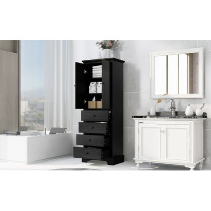US Local Cabinet With 2 Doors And 4 Drawers For Bathroom, Office