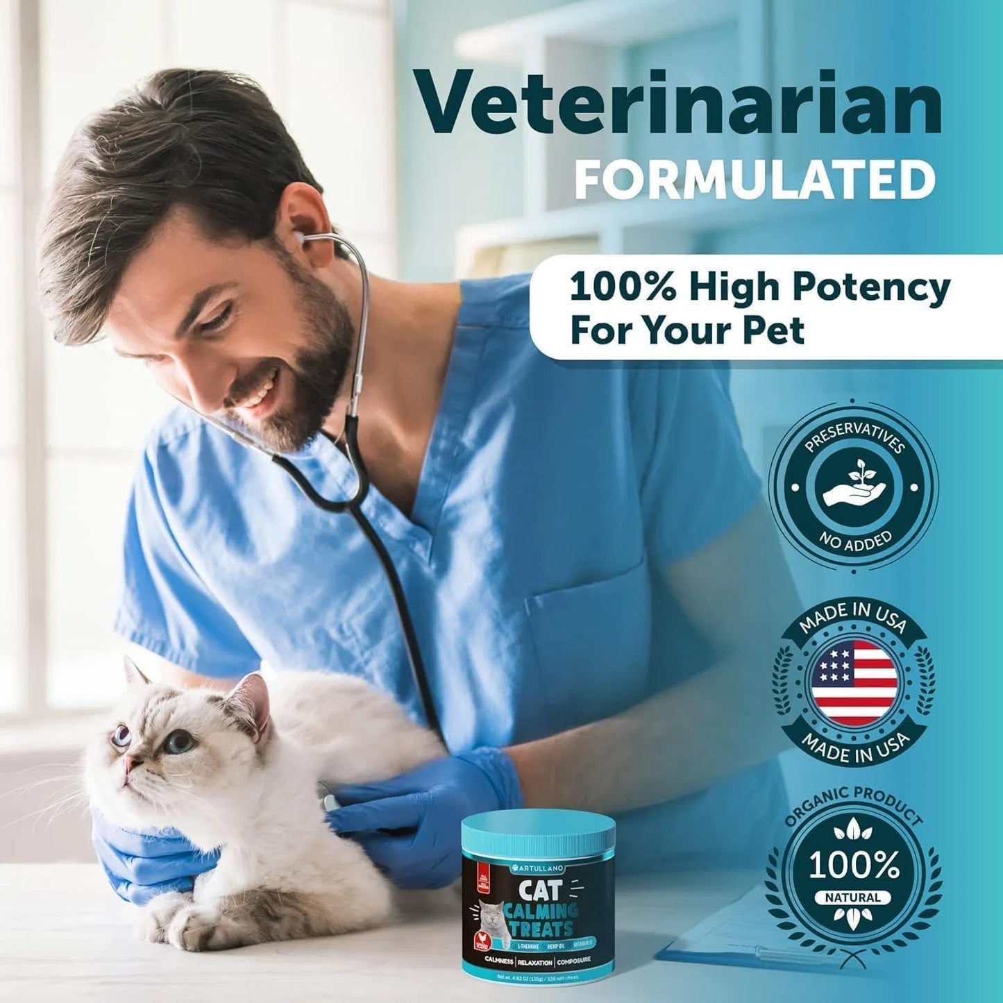 US Local Hemp Cat Calming Treats For Stress & Anxiety Relief Cat Kittens Melatonin