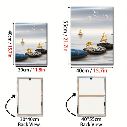 US Local Framed Oil Paintings And Posters, Ready To Hang, Featuring Lakes, Abstract Animals, And Landscapes For Home Decoration, Marble, Wall Art, Room Decor, And Home Wall Decoration. High-definition Printing