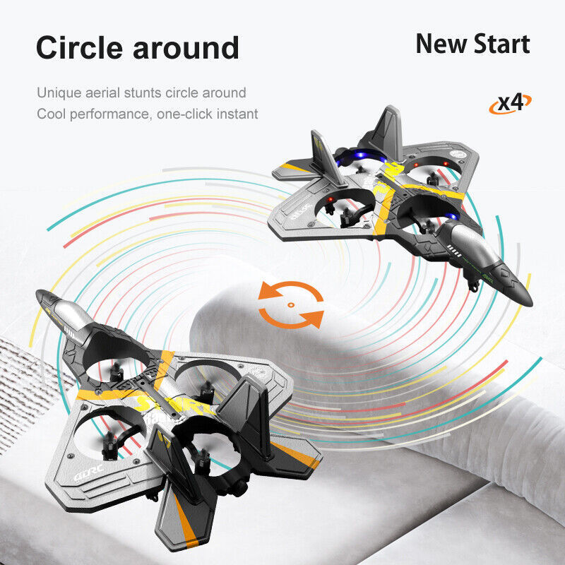 US Local 4DRC V17 Remote Control Plane 2.4Ghz Foam RC Airplanes Helicopter Quadcopter,Spinning Drone With Cool Light,Gifts For Kids Adults.Logistics Is Randomly Sent By UPS,USPS,FEDEX,Amazon Logistics.