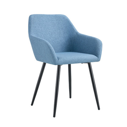 US Local Leisure Modern Living Dining Room Accent Arm Chairs Club Guest With Strong Black Metal Legs, Set Of 2, TEDDY Fabric Beige