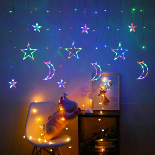 US Local LED Fairy String Window Curtain Lights Star Christmas Xmas Party Home Indoor