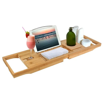 US Local Bathtub Caddy Tray Crafted Bamboo Bath Tray Table Extendable Reading Rack Tablet Phone Holder For Valentines'S Day
