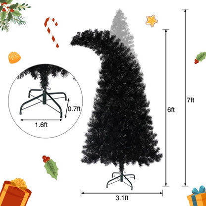 US Local 6-foot Artificial Christmas Tree With LED Lights, Pre-lit Curved Artificial Christmas Tree With 900 Tips, Black Christmas Tree