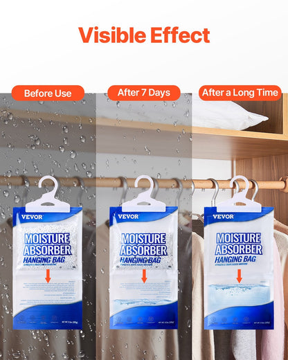US Local VEVOR HangingMoisture Absorber, 9.3 Oz Hanging Closet Dehumidifier Bags 10 Packs, Fragrance FreeMoisture Bags In Wardrobes, Bedrooms, Bathrooms