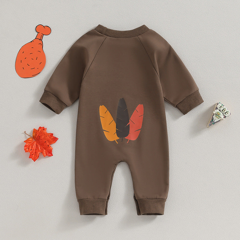 Baby Thanksgiving Boys Girls Cute Jumpsuit Cartoon Printed Long-sleeved Autumn Jumpsuit