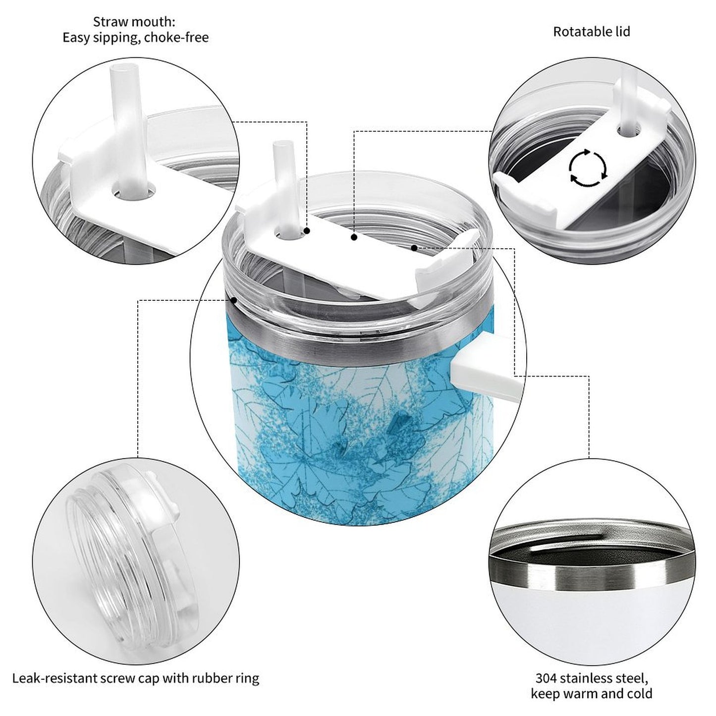 PHDT00046 POD US Local Tumbler 40 oz Large Capacity Car Cup Blue Maple Leaves