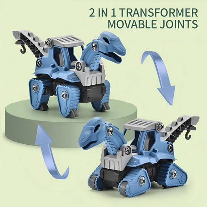 US Local 5 Pack Take Apart Dinosaur Set With Electric Drill, Construction Building Toy For Boys, Ideal Xmas Birthday Gift