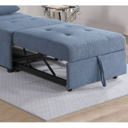 US Local Contemporary Blue Gray Sleeper Sofa Chair Pillow Plush Tufted Seat 1pc Convertible Sofa Chair Sherpa Fabric Couch