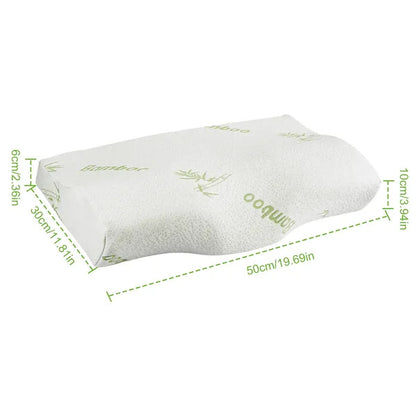 US Local Bamboo Memory Foam Contour Sleep Pillow Cervical Orthopedic Pillow Neck Support Breath Pillow