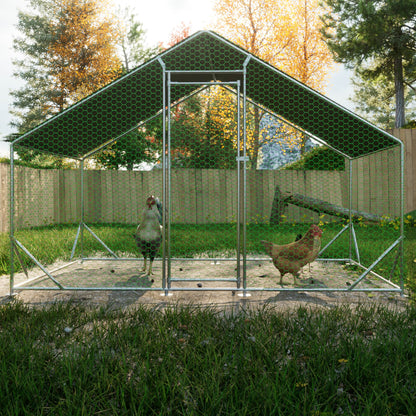 US Local Large Metal Chicken Coop, Walk-in Chicken Run, Galvanized Wire Poultry Chicken Hen Pen Cage, Rabbits Duck Cages With Waterproof And Anti-Ultraviolet Cover For Outside
