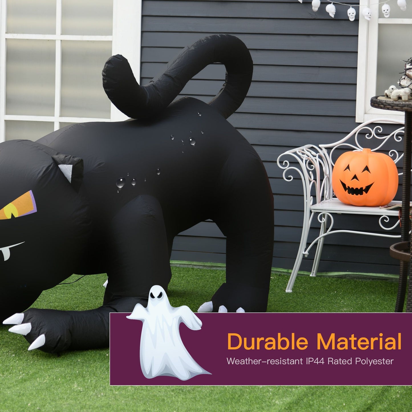 CA Local 4Ft Tall Halloween Inflatable Black Cat Airblown Outdoor Yard Decoration Holiday Garden Decor