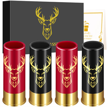 US Local 4 Deer Heads 1.5 Ounces - Reusable High-quality Plastic Bullet Cup, Suitable For Whiskey, Cocktails, And Wine, Perfect For Bars, Parties, And Gifts