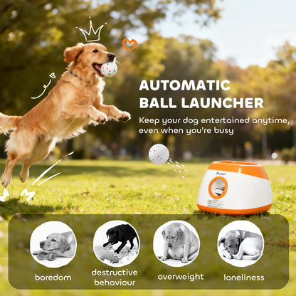 US Local Automatic Dog Ball Launcher with 26-79 FT Distance, Automatic Ball Launcher for Medium and Large Dogs, Orange