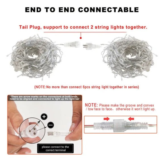 US Local Curtain Icicle Lights Wedding Party LED Fairy Christmas Indoor Outdoor