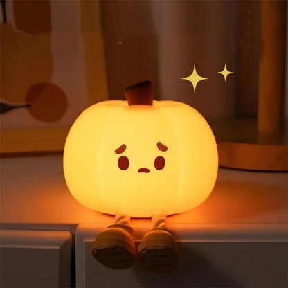 Home Decor Halloween Pumpkin Night Light Cute Soft Silicone Lamp Touch  Dimmable Rechargeable Bedside Decor Light Kids Gifts Child