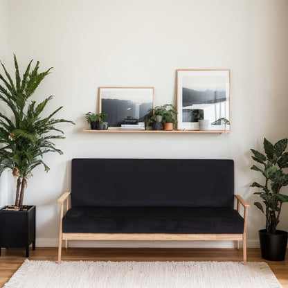 US Local Modern Velvet Loveseat Sofa With Wooden Arms Office Couch 2-3 Seat