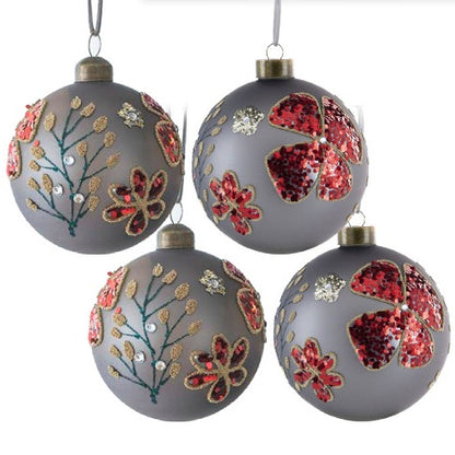 US Local D4.7 Christmas Ball Ornaments, Glass Decorative Hanging Ball Christmas Tree Ornaments For Holiday Party Decorations, Set Of 4