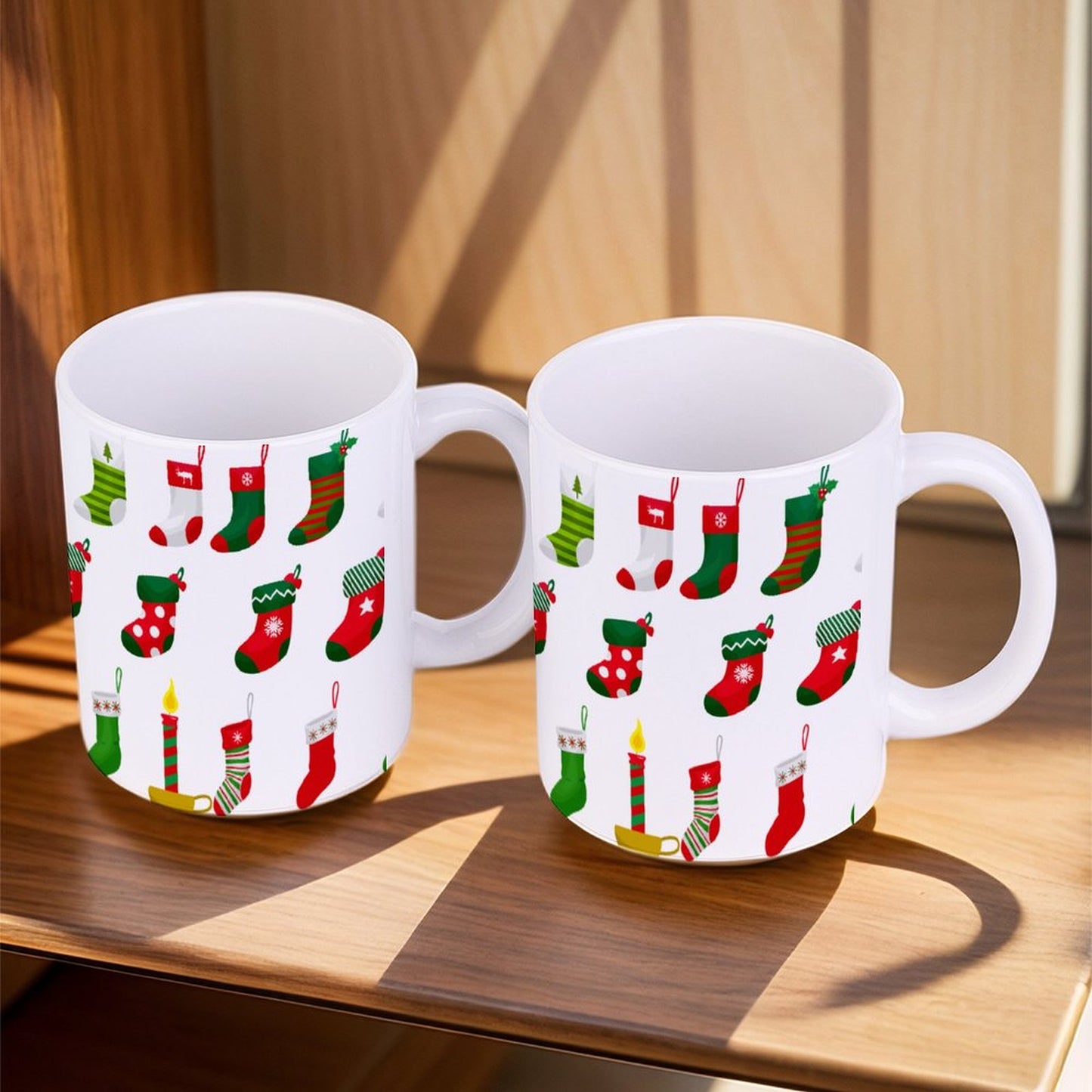 POD US Local White mug with full print, Christmas Socks 0012