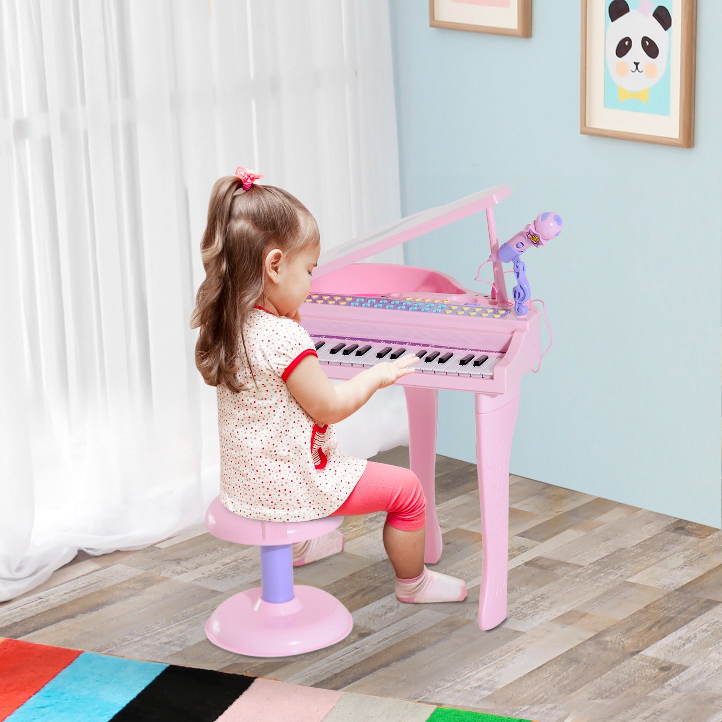 US Local 37-Key Kids Toy Keyboard Piano Musical Electronic Instrument Grand Piano with Microphone