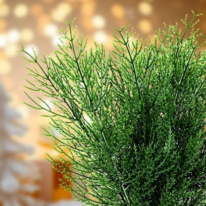 US Local NOVWANG 60 Pcs Artificial Pine Branches, Artificial Cedar Stems And Artificial Snow Pine Branches For Christmas Decoration Christmas Picks For DIY Garland Craft Family Kitchen Holiday Decoration