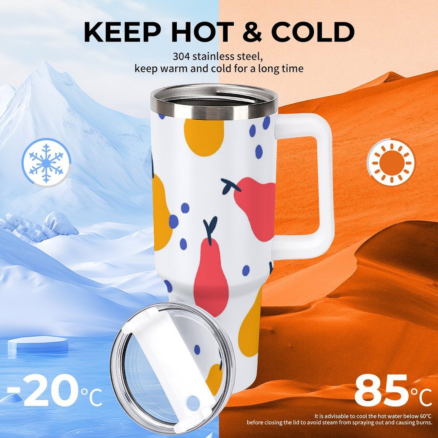 PHDT00416 POD US Local Tumbler 40 oz Large Capacity Car Cup Orange, Passion, Pear