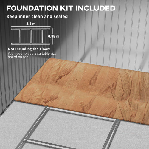 UK Local Outsunny 9 X 6ft Metal Garden Shed, Outdoor Storage Tool House With Ventilation Slots, Foundation Kit And Lockable Double Doors, Brown