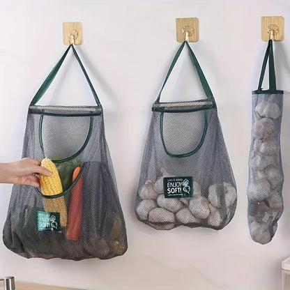 US Local Multi-Functional Kitchen Storage Mesh Bags - Wall-Mounted Organizers For Storing Fruits, Vegetables, Ginger, And Garlic, Hollow Mesh Bags ,Essential Home Accessories