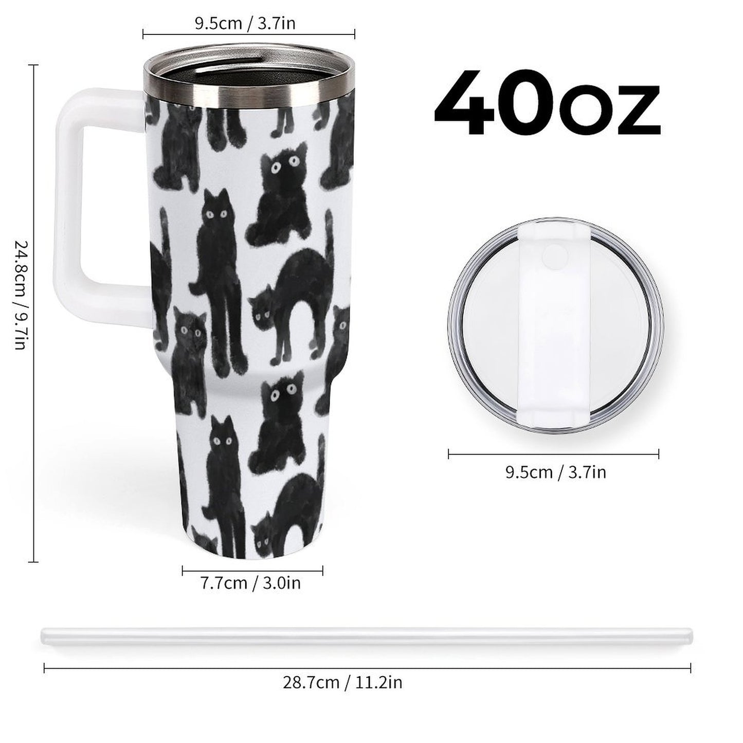 PHDT00228 POD US Local Tumbler 40 oz Large Capacity Car Cup Black Cat