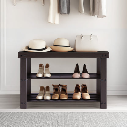 US Local 3-Tier Bamboo Shoe Rack Bench, Compact Storage Organizer, 286lb Capacity, Suitable For Entryway Bedroom Living Room Balcony